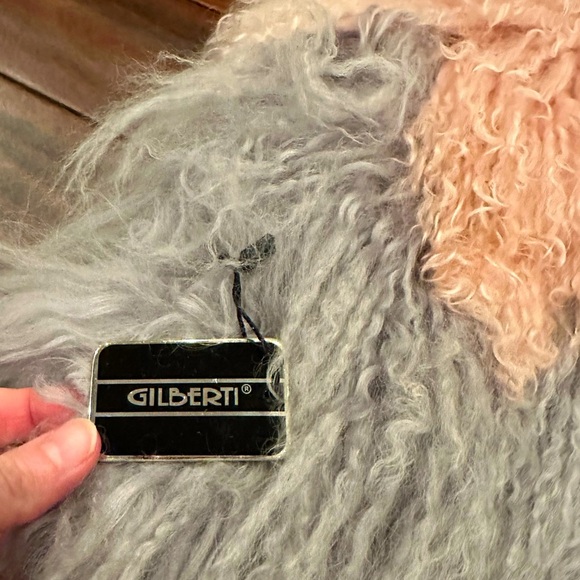 Gilberti Fur company Real Lamb Shaggy Wool Pink Gray and White Vest - Picture 4 of 8